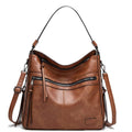 Women Large Designer Multi-Pocket Crossbody Work Shoulder Tote Bag Pu Handbags Brown Portable Summer Autumn Winter Japan Style