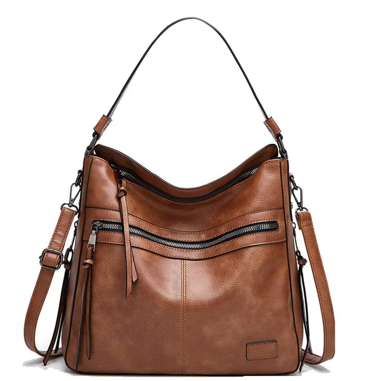 Women Large Designer Multi-Pocket Crossbody Work Shoulder Tote Bag Pu Handbags Brown Portable Summer Autumn Winter Japan Style