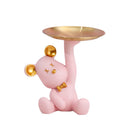 Cute Bear Resin Decorative Storage Tray Holder Candy Dish Serving Tray Living Room Entrance Porch Decor Ornament Gifts