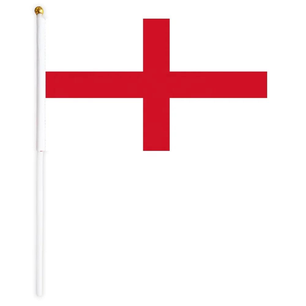 Wholesale England Hand Waving Flag 14x21 cm Custom Printed Stick Flag Global Sports Event Bulk Factory