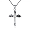 Factory Unique Design Stainless Steel 316L Angel Wing Cross Necklace Single Zircon Inlay for Mother's Day Fine Pendants Charms