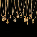 NZ1160 Fashion Minimal Wing Pendant Mini Heart Brass Charm with Cubic Zircon Women Chain Crescent Necklace
