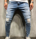 Custom Denim Casual Denim Pants Classic Stylish Jeans for Men Skinny Jeans Ripped Hole Side Stripe Trousers Jeans