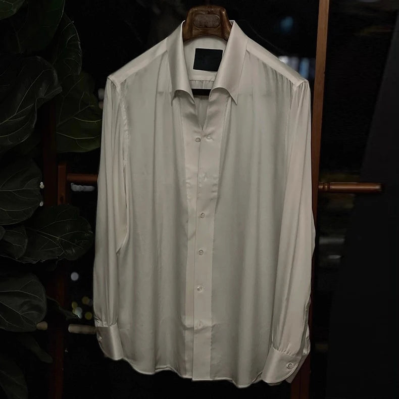 OEM Premium Men's Shirts Silk Casual Business Style Party Holiday Wedding & Formal Occasions White Shirt Men's Wholesale Supply