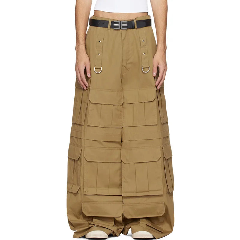 Custom Canvas Cotton Long Multiple Pockets Baggy Cargo Pants for Men