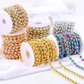 Wholesale 18K Gold Plated 304 Stainless Steel Body Chain 6mm Round Ball Beaded Roll Fashion Jewelry Findings Components