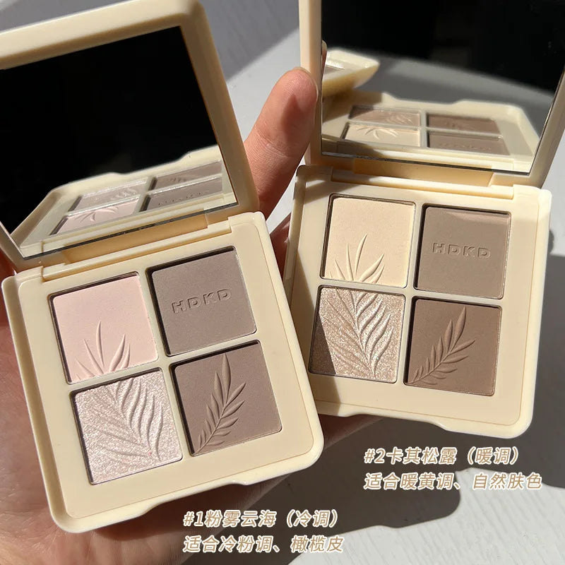 New Arrival Four Color Contouring Highlighter Blush All-in-one Integrated Face Lighten Matte Nose Shadow