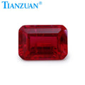 Lab Grown Ruby Corundum Pulled Method Emerald Cut Lab Grown Pigeon Blood Red Ruby Loose Gemstone With Visible Inclusions