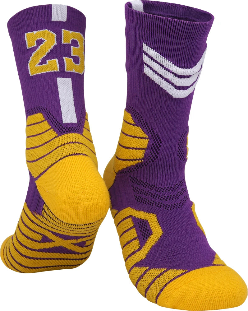 Customized Design Men Women Kids Running Sport Socks Anti-Slip Athletic Breathable Basketball Socks Stripe Crew Socks