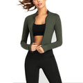 Seamless Lightweight Women's Activewear Slim Fit Sports Running Fitness Jacket Long Sleeve Yoga Clothes Elastic Tight Fingertips
