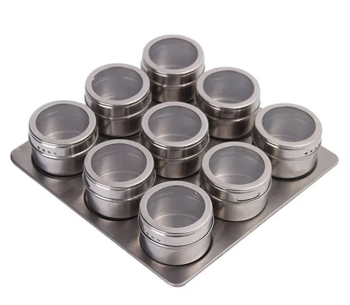 Magnetic Stainless Steel Seasoning Salt Pepper Herb Spice Jar Shaker Set Dressing Shaker MegaBDM