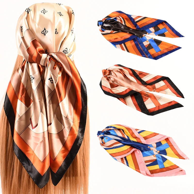2026 Autumn and Winter New Color Stripe Series 90 Large square Scarf Women Variety for Selection