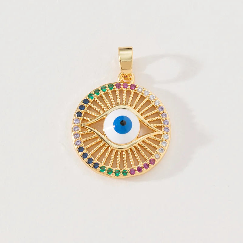 New Arrival Ins Style Drip Oil Alloy Accessories Evil Eye Pendant Accessories DIY Pendants for Necklace
