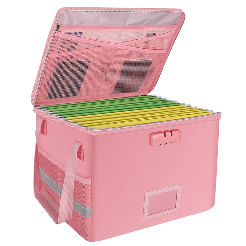YHX A4 Legal Document File Box Fire-Resistant Office Home File Organizer with Folding Design for Efficient Safe File Management