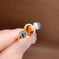Luxury Non-Tarnish 925 Sterling Silver 18k Gold Plated Natural Garnet Classic Wedding Promise Party Ring for Couples