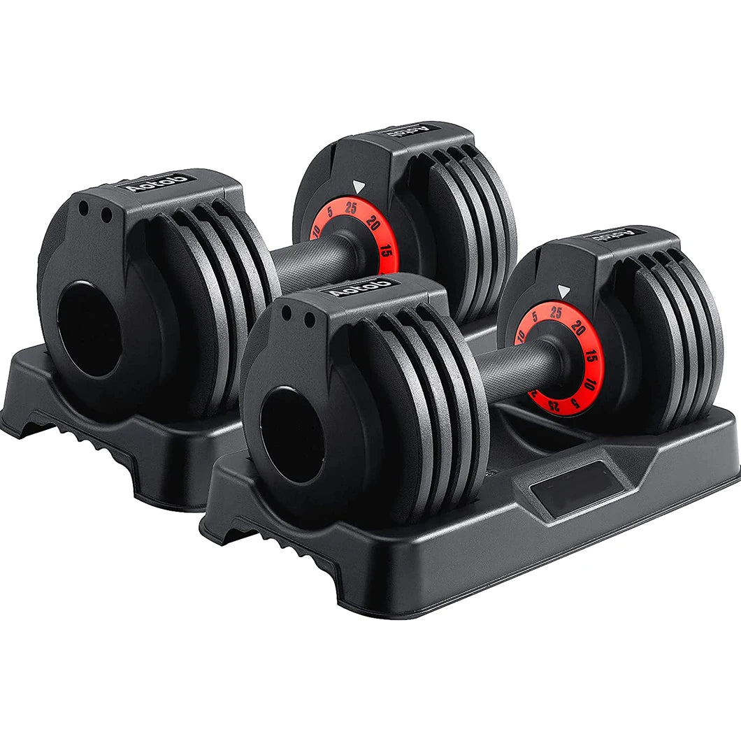 Variable 25B Cast Iron Dumbbell Set with Anti-Slip Handles Robust Plastic-Covered Weight Plates Adjustable Metal Bars