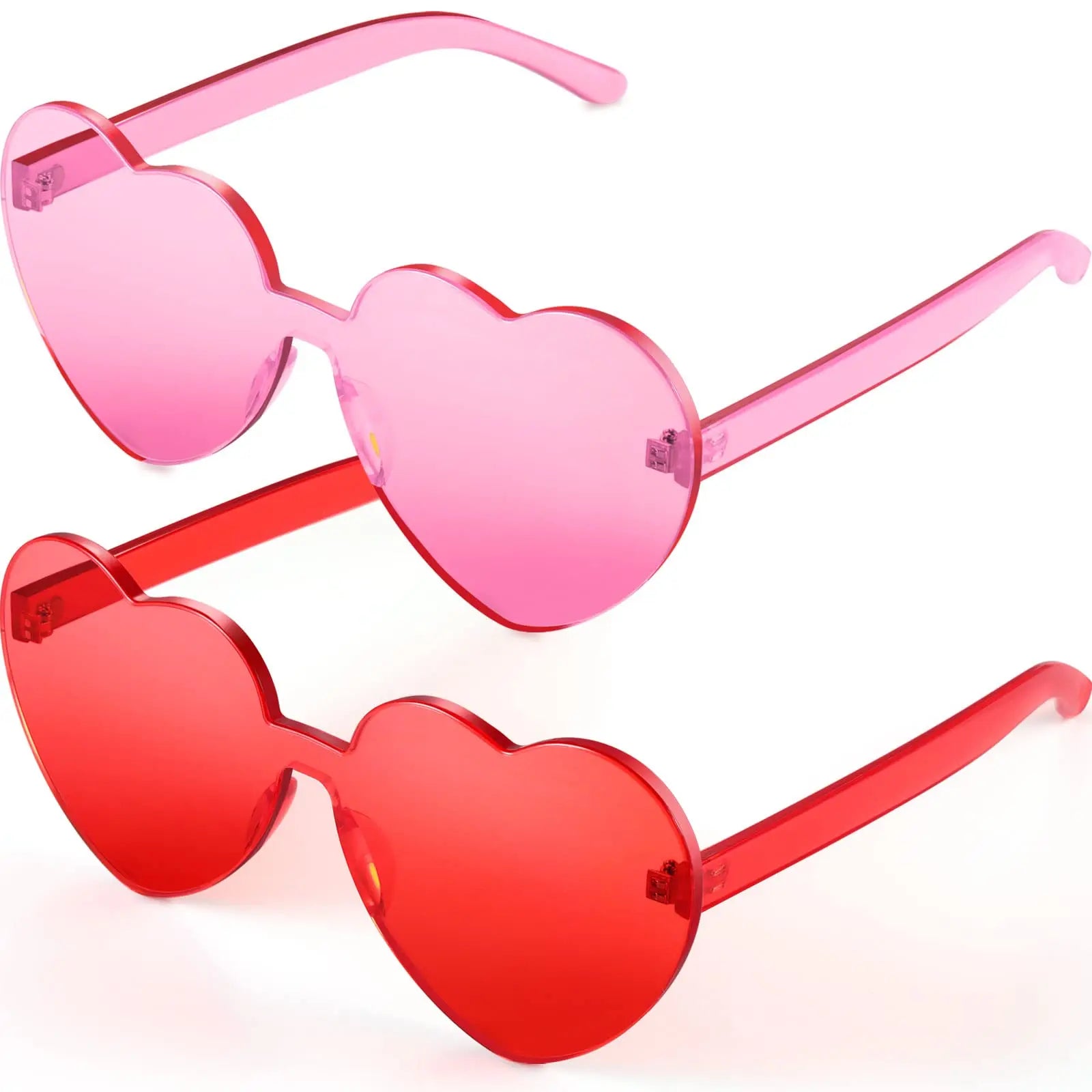 Heart Shape Rimless Sunglasses Transparent Candy Color Frameless Glasses Love Eyewear