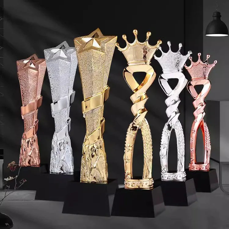 Resin Crystal Trophy Customized Creative Gold Silver Copper Five Point Star Crown Trophy