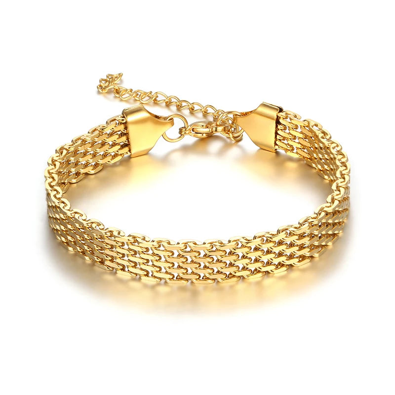 Italian Craft 18k Gold Plated Pvd Plating Stainless Steel Paperclip Watch Clasp Chain Ladies Cuban Tennis Bracelets