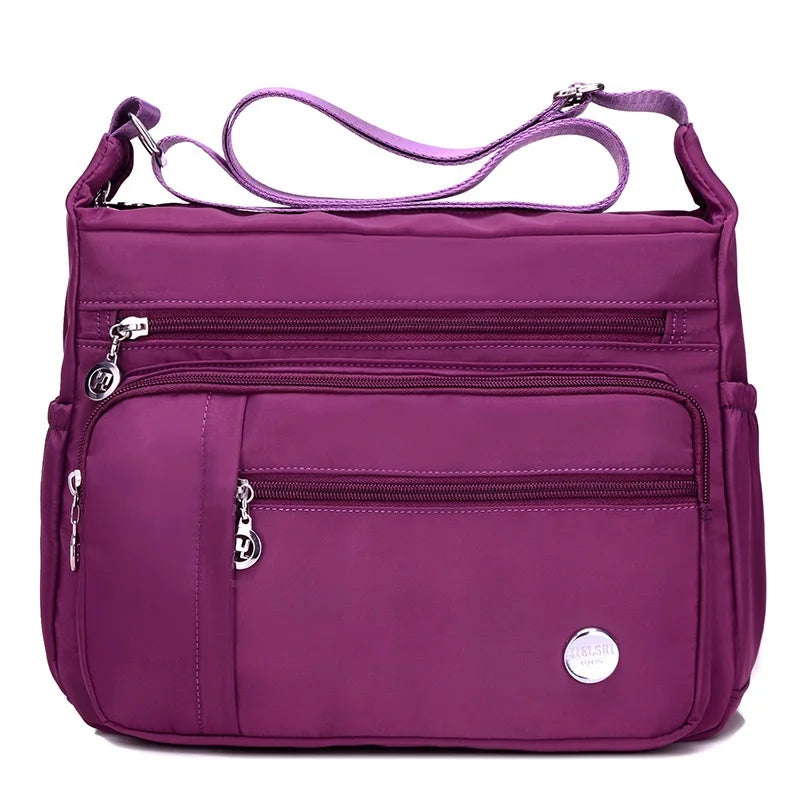Women's Korean Version Fashion Multi-Compartment Small Square Bag Nylon Material Zipper Small Backpack Shoulder Bag for Ladies