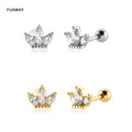FUAMAY Women's Gold-Plated Marquise Queen Princess Crown Earrings Zircon Studs for Anniversary Party Gift