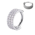2025 G23 Titanium Hinged Segment Rings 3 Rows CZ Pave Side with Zircon Side Piercing Septum Clicker Nose Rings Body Jewelry