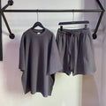 Custom 260g Breathable Waffle Tshirt and Shorts Sets Loose Casual Short Sleeve Top 2 Piece Mens Suit