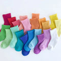 Wholesale Summer Breathable Colored Plain Socks Boys Girls Children Organic Cotton Crew Socks for Kids