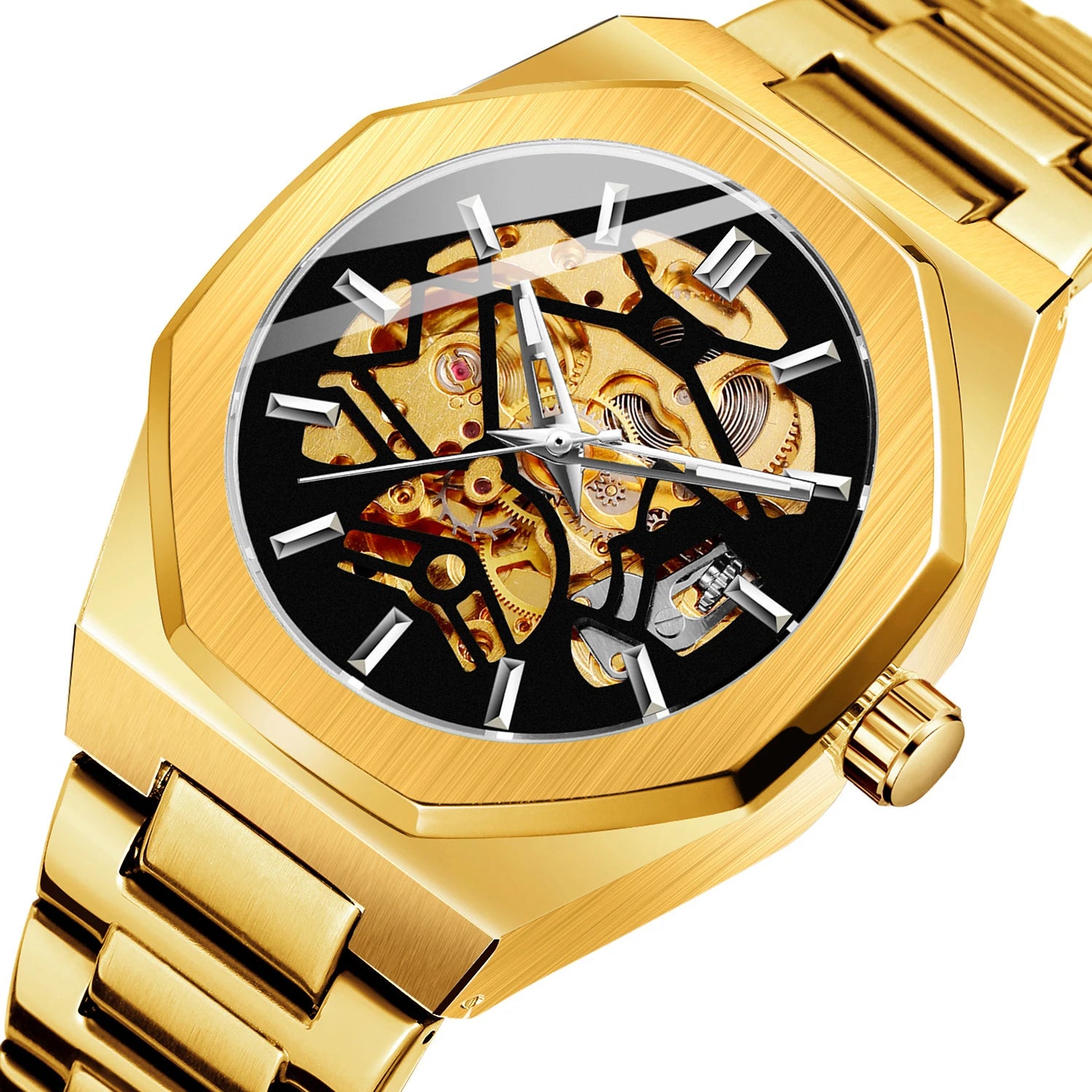 Popular Luxury Top Brand Sports Mechanical Brown Leather Clock Male Relojes Hombre 2023 Men Automatic Wrist Watch