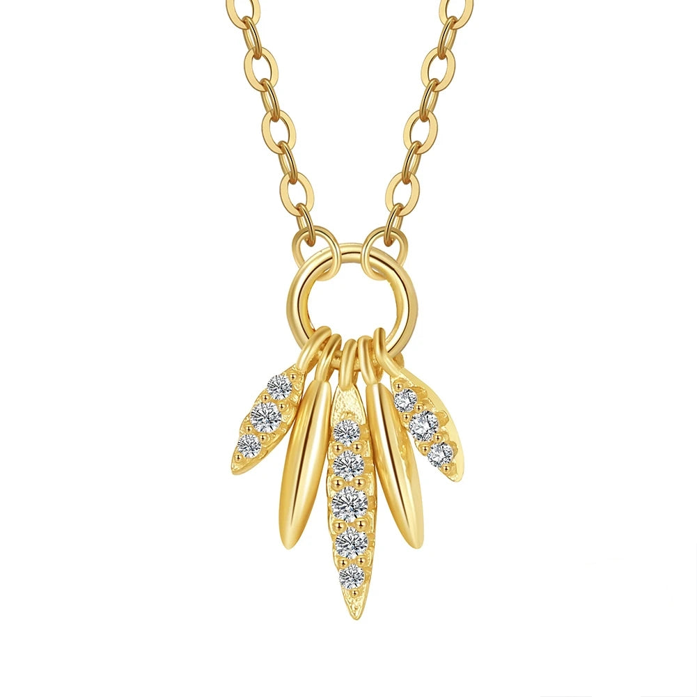 Wholesale Silver 925 Necklace Real 925 Sterling Silver Small Zircon Pendant Necklaces Gold Plated Chain Necklaces Jewelry