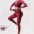 Yoga Suit Seamless Tie Dye for Women Push up High Waist Tummy Control Sports Pants Crop Long Sleeve Gym Fitness Set