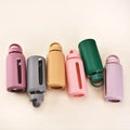 Double Wall Glass Bottle Silicone Sleeve Water Cup with Portable Handle Anti-Slip Outdoor Sports Bottle with Timescale Mark