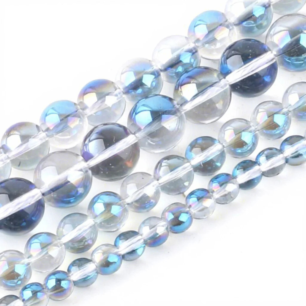 Angel Aura Quartz Plated AB Color Champagne Polish Round Plated Quartz for DIY Jewelry Making 6mm 8mm 10mm 12mm