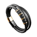 Alin Trendy Stainless Steel Gold Plated Jewelry Women's Leather Charm Bracelet Wholesale for Women or Men