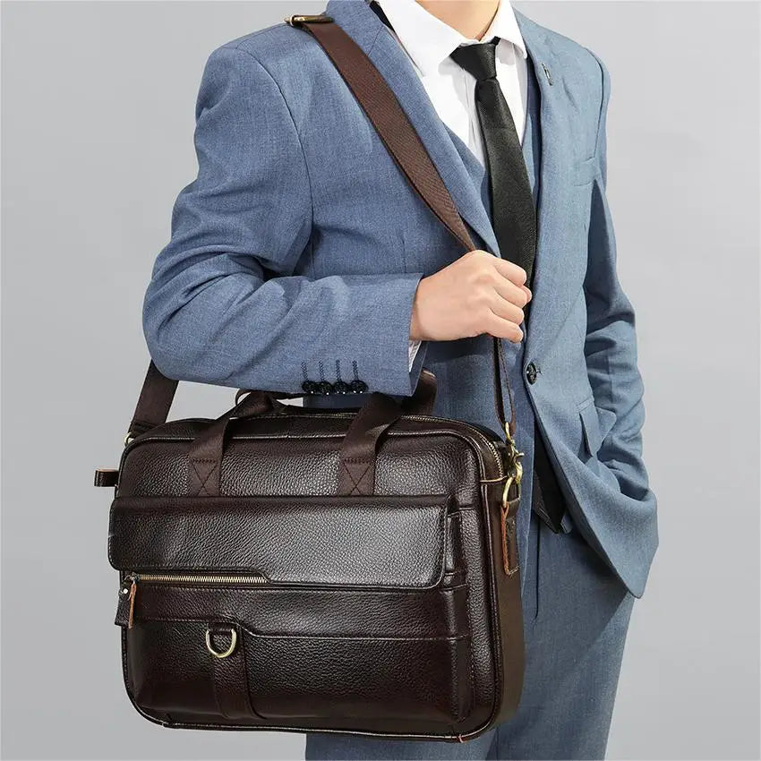 MARRANT Men Briefcase Business Office Executive Handbags Genuine Leather 15.6 Inch Laptop Bag Leather Briefcase Men