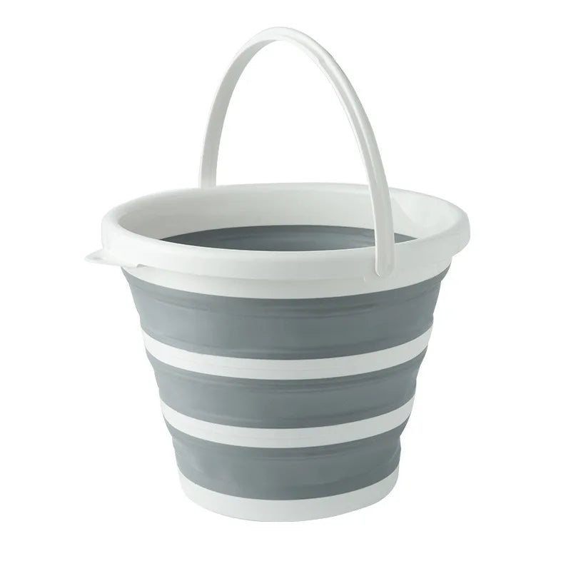 Portable Folding Plastic Bucket 10 Liter Thick Silicone Bucket Car Fishing Washing Bucket Living Room Camouflage Can Carry Home