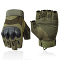 Custom Half Finger Fingerless Leather Hunting Tactical Gloves-Sports Cycling Hard Protective Knuckle Shock Resistant