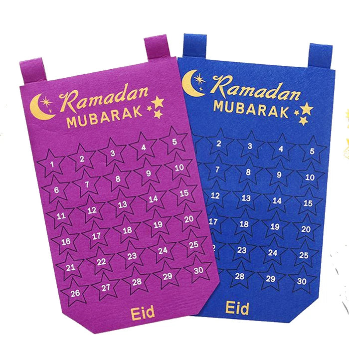 Wholesale Advent Calendar 2022 Ramadan Decorations Wall Hanging With 30Pcs Gold Star Stickers DIY Ramadan Party Decoration
