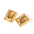 N&S 18K Gold Stainless Steel Simple and Elegant Stud Earrings with Rectangular Mirror Finish Trendy Geometric Design for Gifts