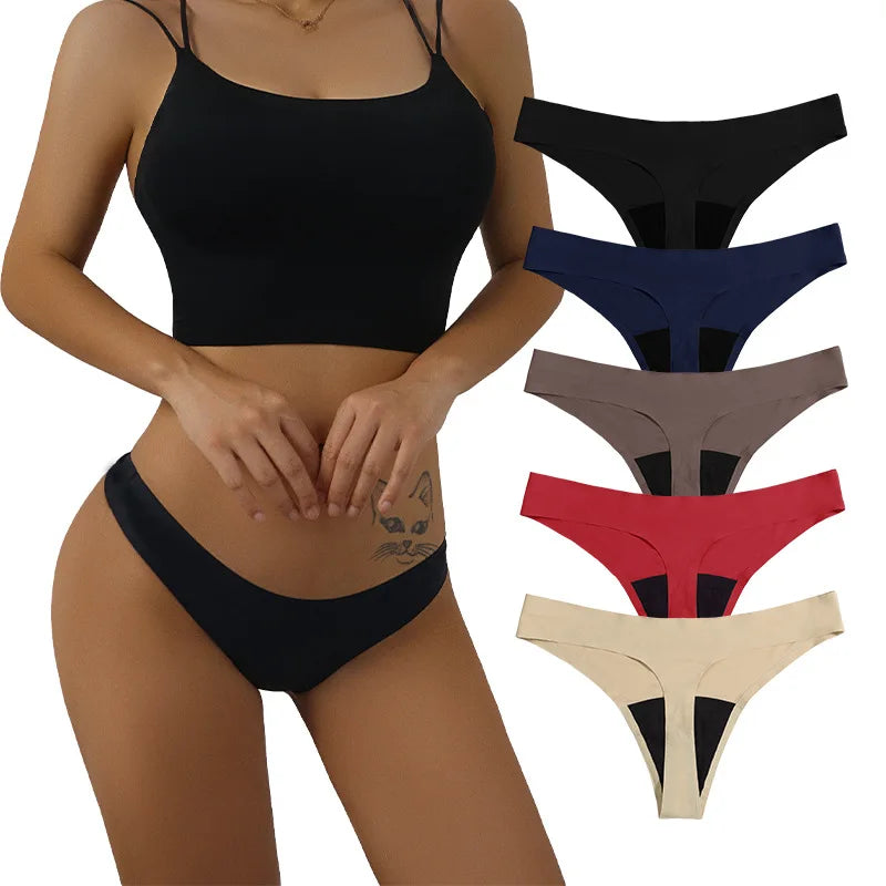 4 Layer Seamless Period Panties Low Waist Leak Proof Menstrual Thong for Women Teens High Absorbency for Overnight Daily Use