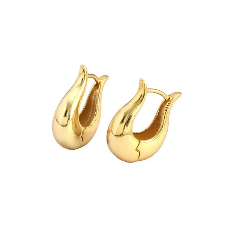 New Arrivals Jietao 925 Silver Jewelry Unique Chunky Women Dome Puffy Oval Hoop Earrings Gold Plated Gift for Her