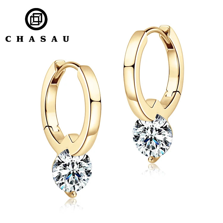 Chasau New Jewelry Moissanite Diamond Earrings 925 Sterling Silver 6.5mm 1 Carat Moissanite Special Hoop Earrings