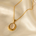 2023 Fashion New Stainless Steel 18K Gold Texture Light Luxury Natural Stone Pendant Necklace Spot Wholesale