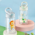 500ML Baby Plastic Water Cup Animal Print Pattern Plastic Portable Water Bottle With Plastic Lids Children Straw Bottles