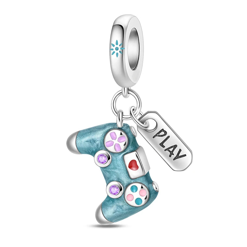 [Codedog] Trendy Blue Game Console Controller Silver Plated Charm Bead Factory Direct Sales Original Design DIY Fine Jewelry