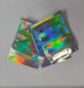 Custom Clear Front Zip Lock Aluminum Foil Holographic Laser Film Bags Resealable Holographic Foil Pouch Mylar Ziplock Bags