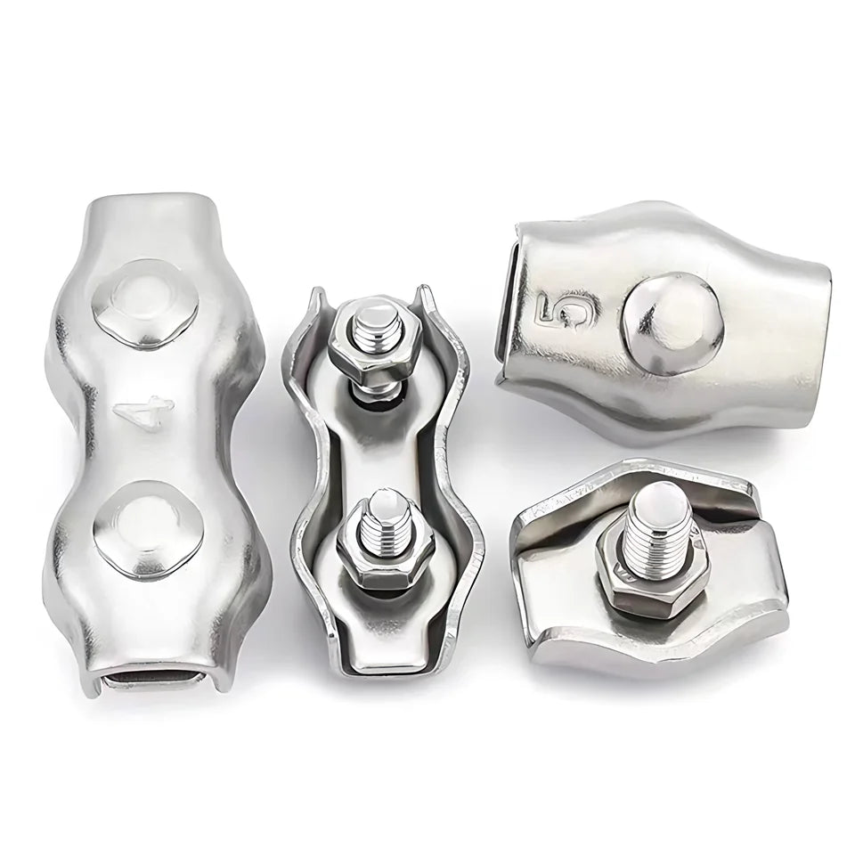 Cheap Price 2mm 3mm 4mm 5mm 6mm 8mm 10mm Stainless Steel Simplex Duplex Wire Rope Clips Single Double Cable Clamp