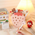 Fresh and Cute Girls Like Student Stationery Supplies Strawberry Shape Storage Box Pen Holder Makeup Brush Eyebrow Pencil Shelf