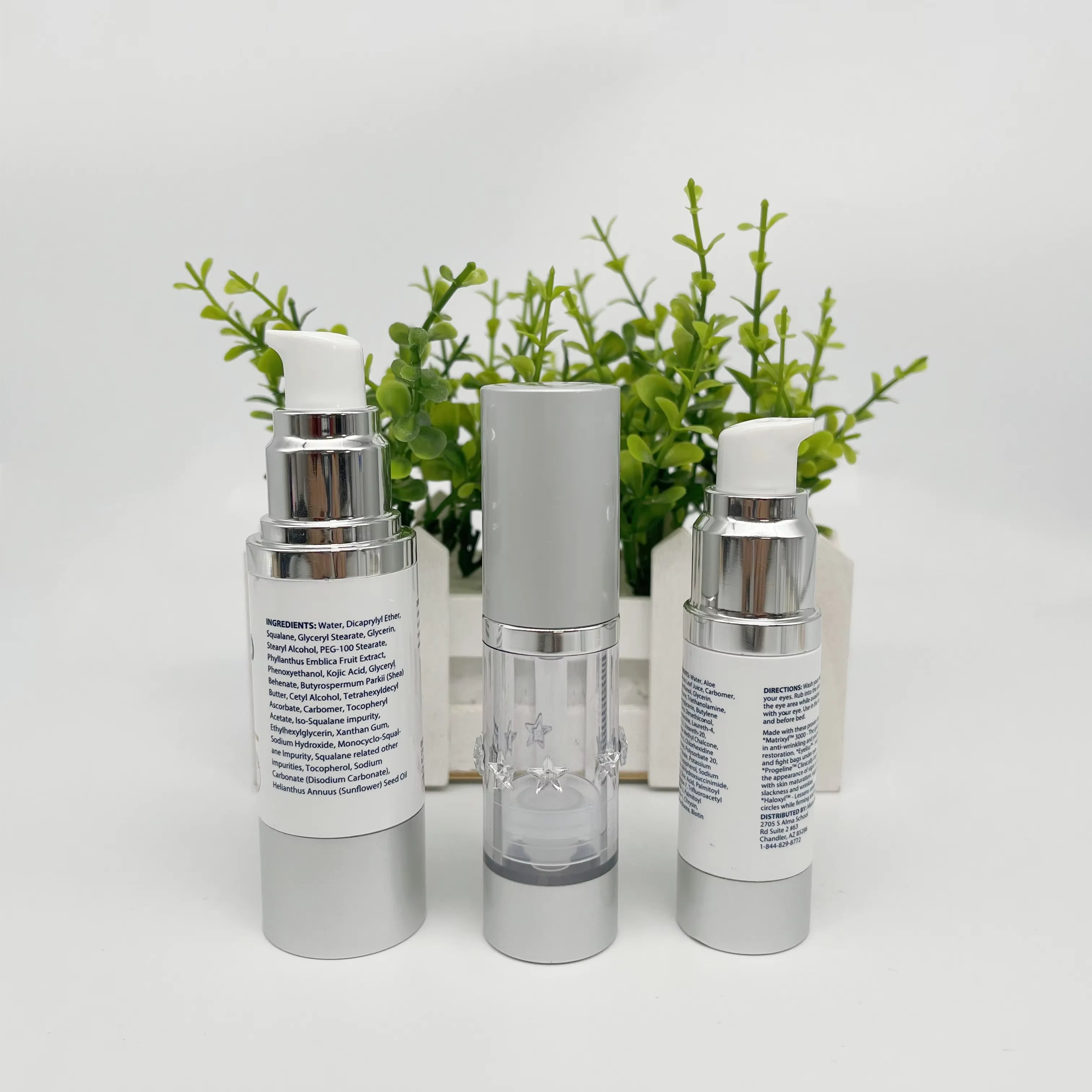 Recyclable 15ml 30ml 50ml Mini Aluminum Pump Luxury Glass Acrylic Airless Cream Lotion Cosmetic Bottle Concealer Foundation Body