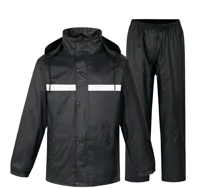 Sp-952 Black Spring Sub-spun Double Raincoat Rain Pants Suit Labor protection Adult Reflective Split Raincoat Outdoor  Suits
